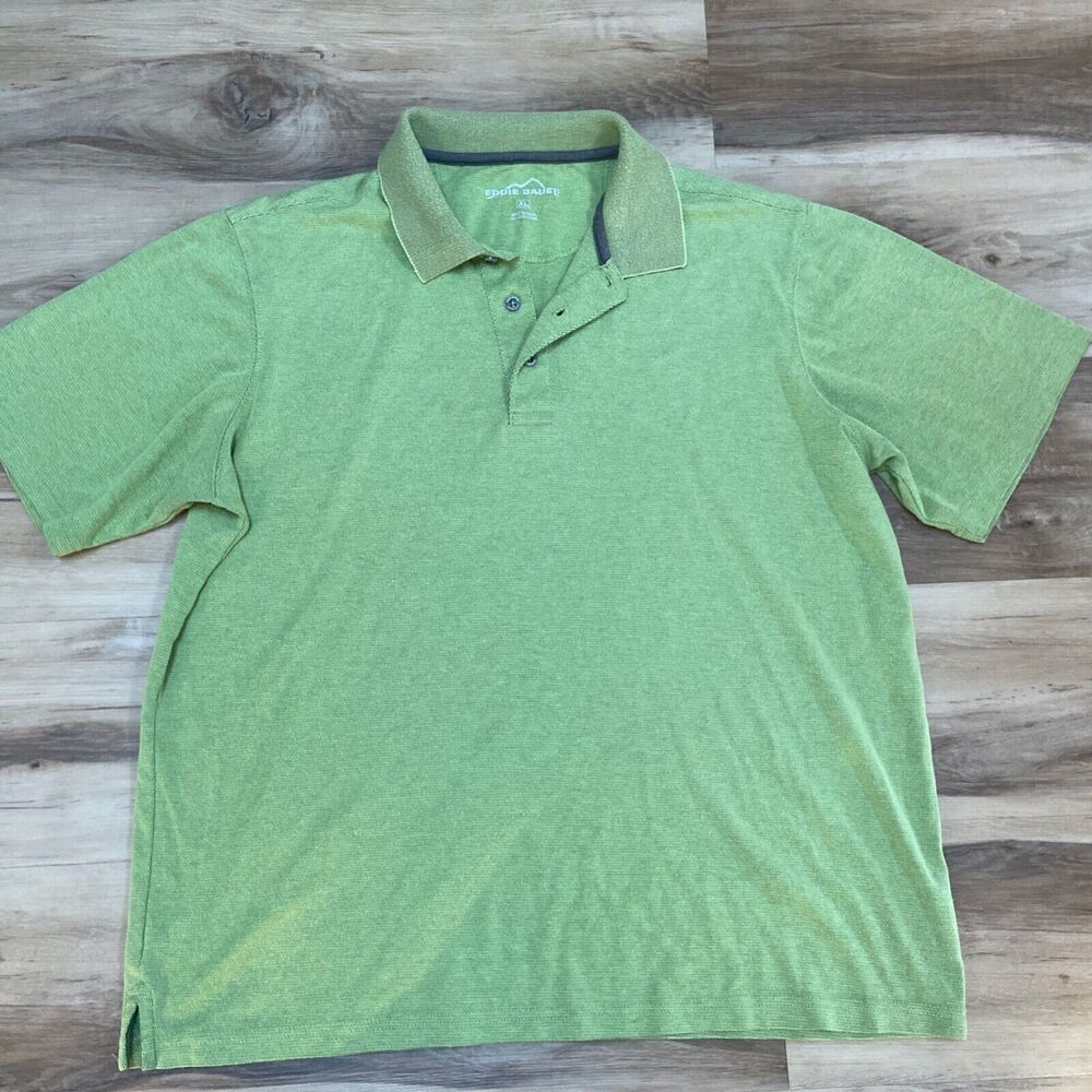 Eddie Bauer Polo Shirt Mens XL Classic Cotton Blend Short Sleeve Green‎ Heritage